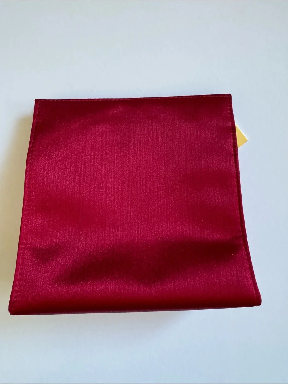 YSL Yves Saint Laurent Red Satin Cosmetic Pouch Bag with Gold Zipper